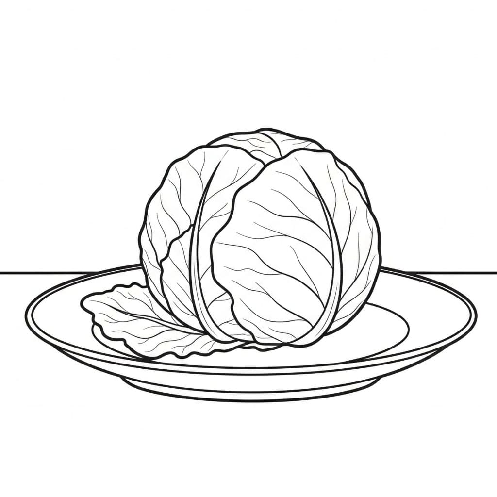 Bắp cải đơn giản trên đĩa da colorare