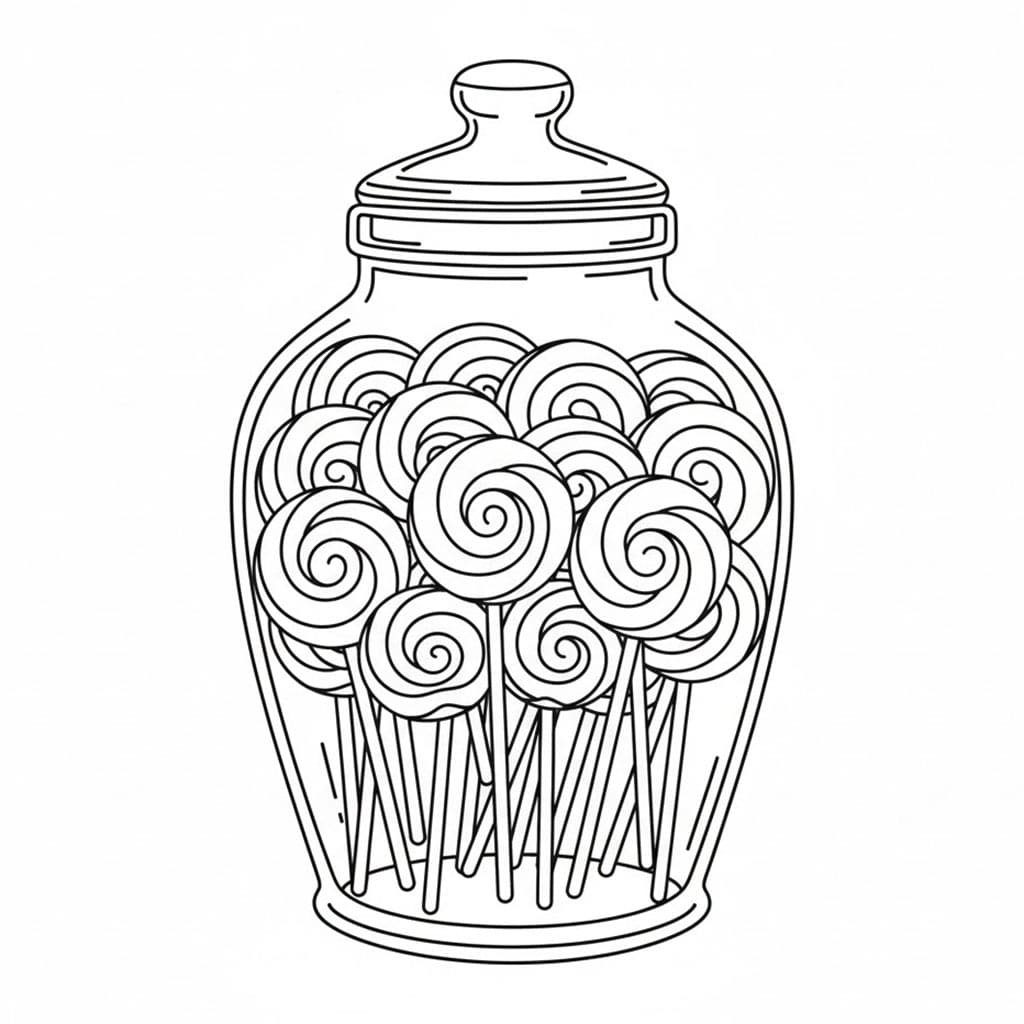 Barattolo pieno di lecca-lecca da colorare