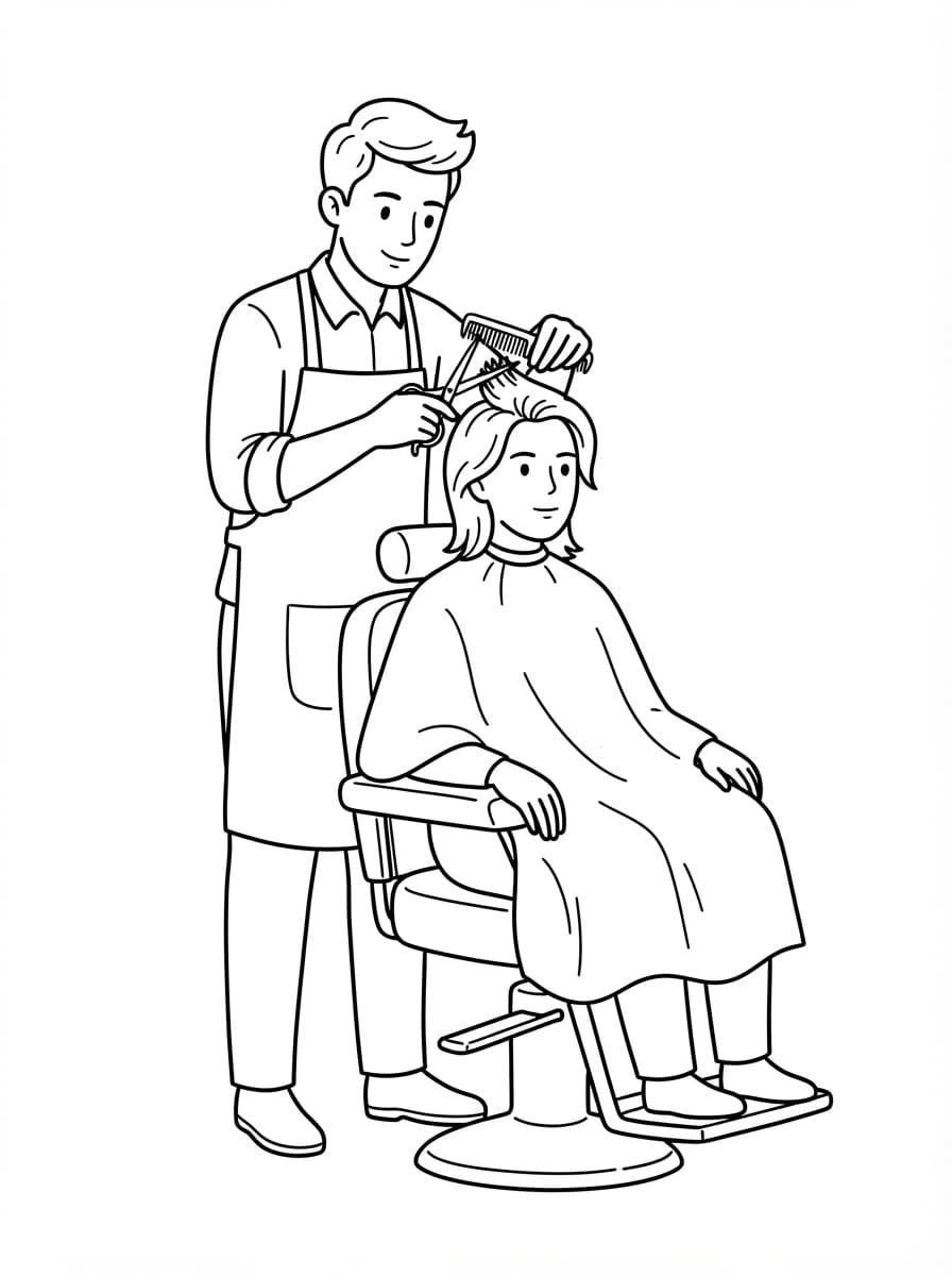 Barbiere acconcia i capelli da colorare
