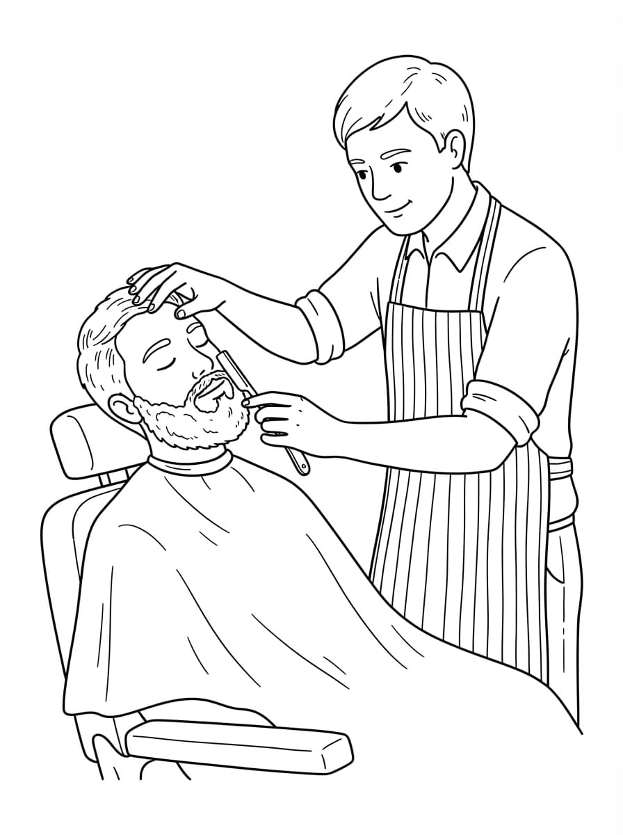 Barbiere rade la barba da colorare