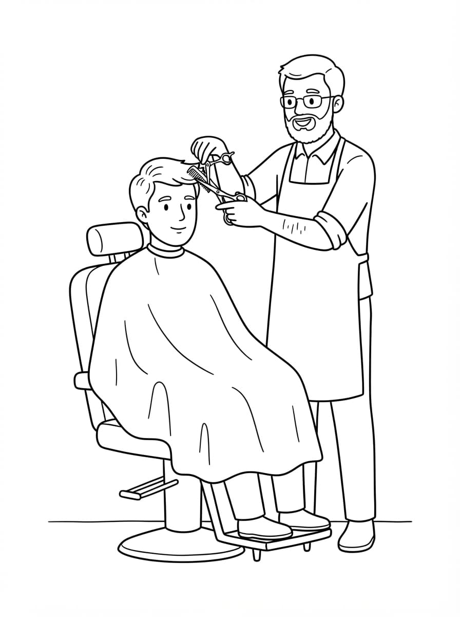 Barbiere taglia i capelli da colorare