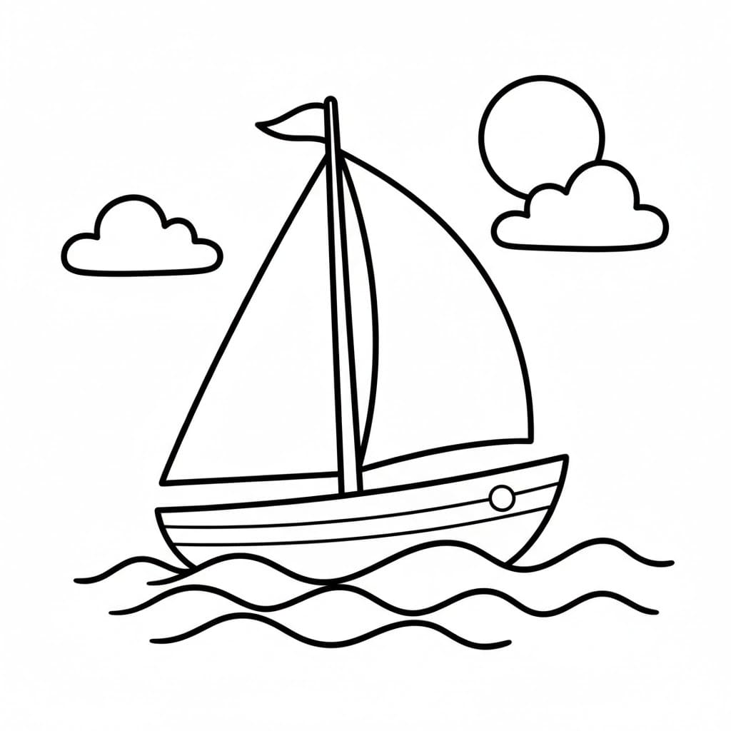 Barca a vela calma da colorare