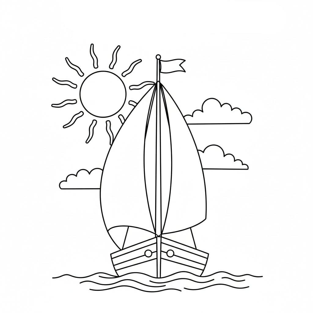 Barca a vela che guarda in alto da colorare