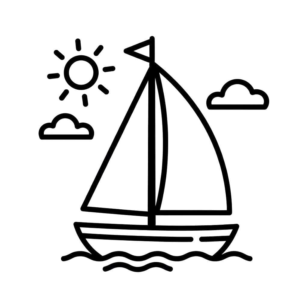 Barca a vela con doppie vele da colorare