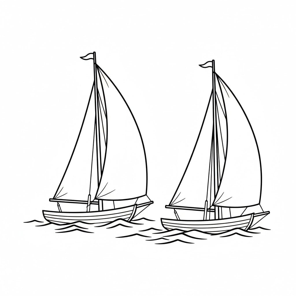 Barca a vela da regata da colorare