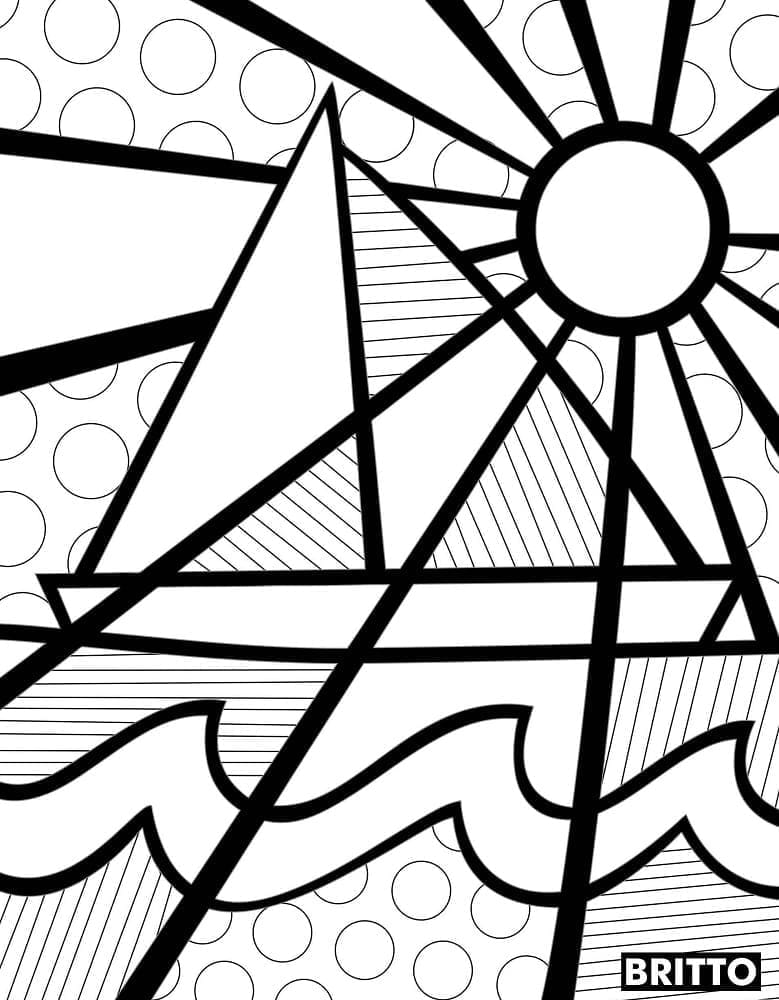 Barca a vela di Romero Britto da colorare
