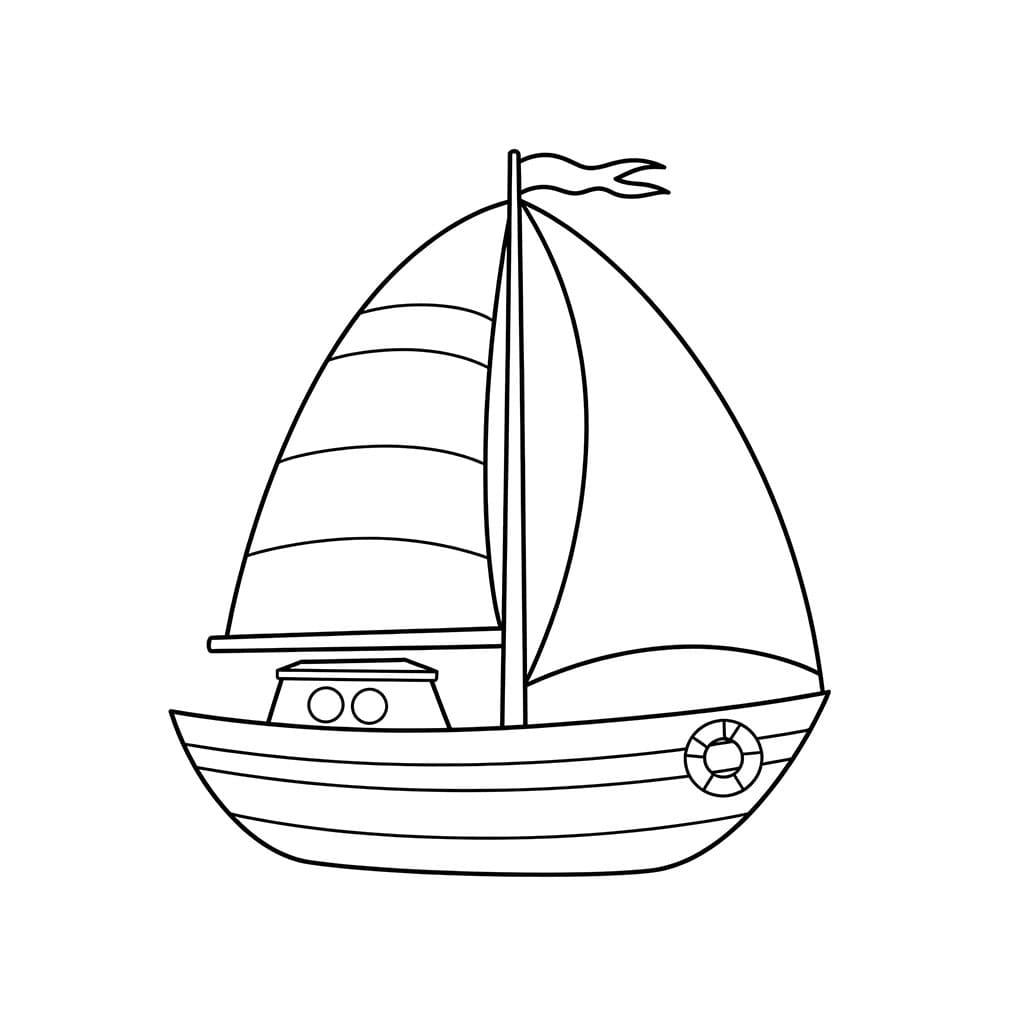 Barca a vela elegante e libera da colorare