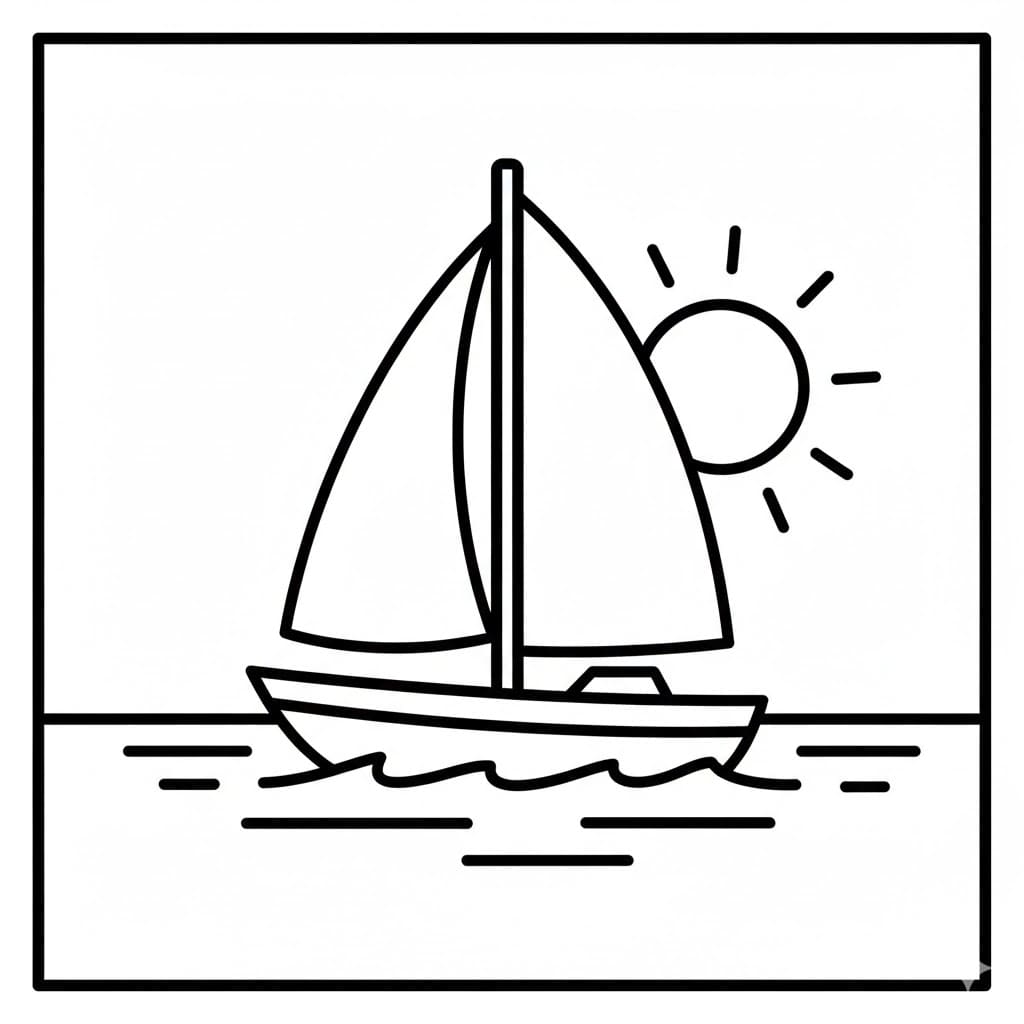 Barca a vela in mare da colorare