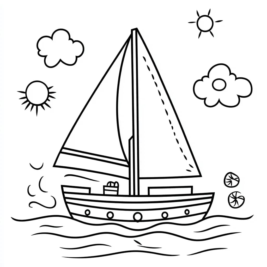 Barca a vela stampabile da colorare