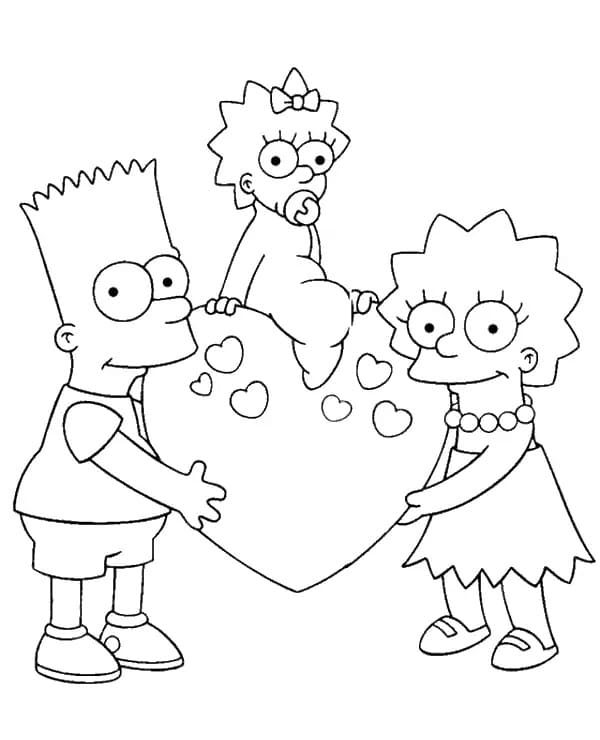 Bart, Maggie e Lisa Simpson da colorare
