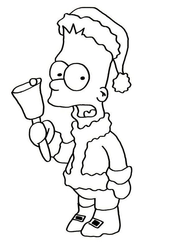 Bart Simpson a Natale da colorare