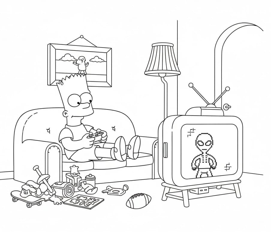 Bart Simpson a casa da colorare