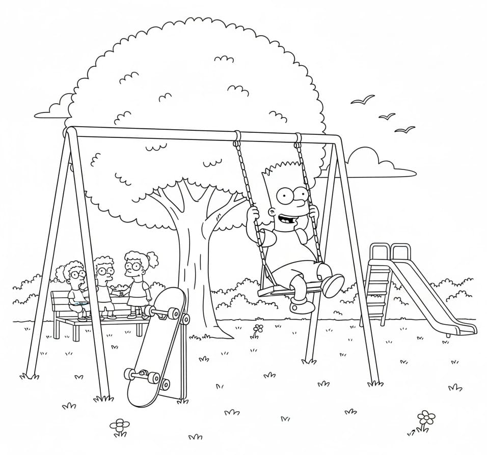 Bart Simpson al parco da colorare