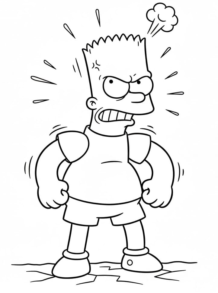 Bart Simpson arrabbiato da colorare