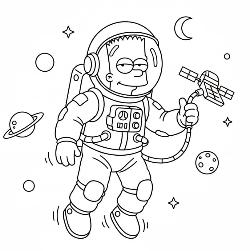 Bart Simpson astronauta da colorare