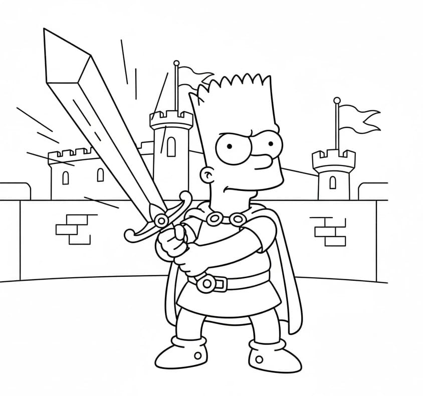 Bart Simpson cavaliere da colorare