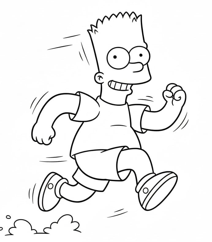 Bart Simpson che corre da colorare