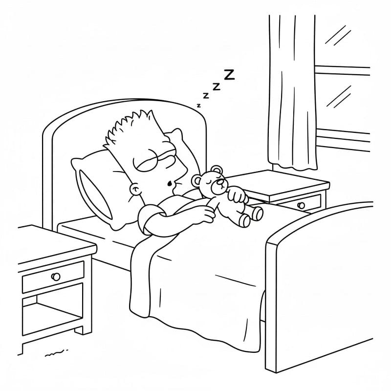 Bart Simpson che dorme da colorare