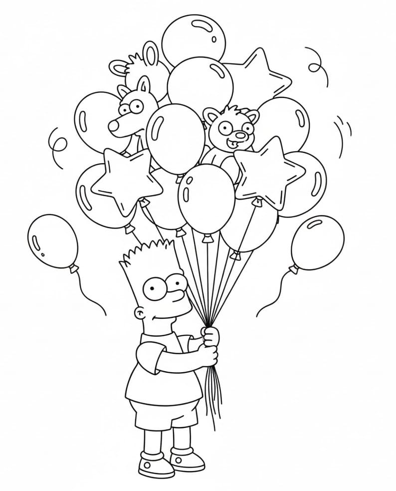 Bart Simpson con i palloncini da colorare