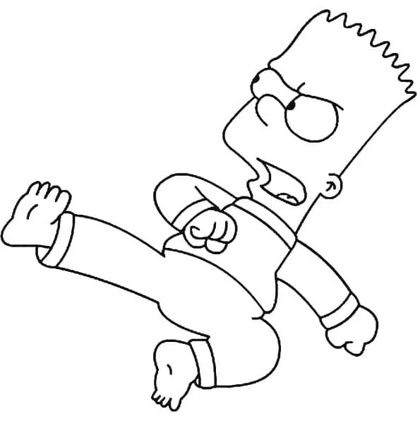 Bart Simpson con il karate da colorare