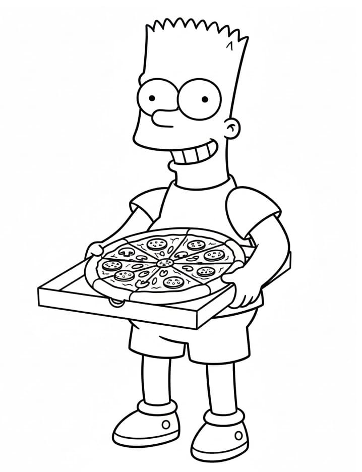 Bart Simpson con la pizza da colorare