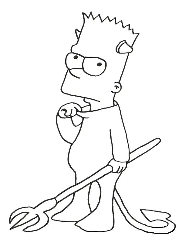 Bart Simpson diavolo da colorare