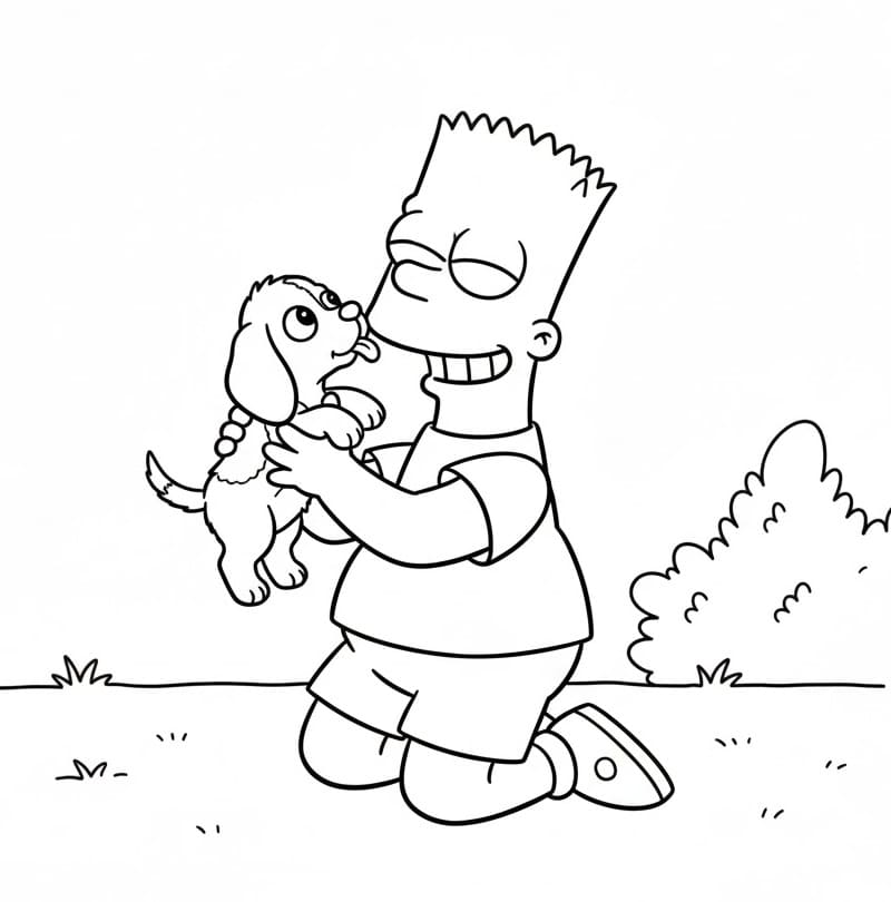 Bart Simpson e un cucciolo da colorare