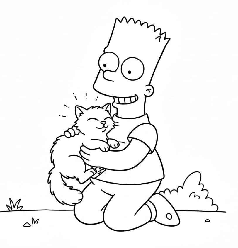 Bart Simpson e un gatto da colorare