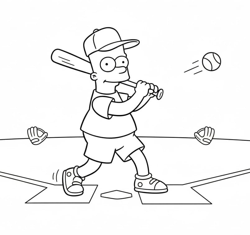 Bart Simpson gioca Baseball da colorare