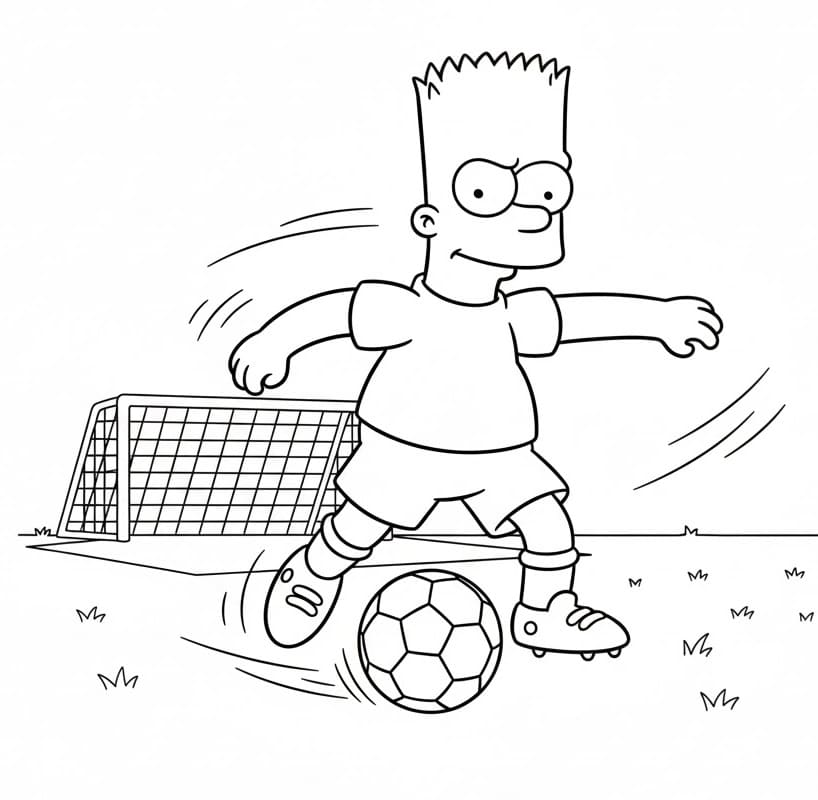 Bart Simpson gioca a calcio da colorare