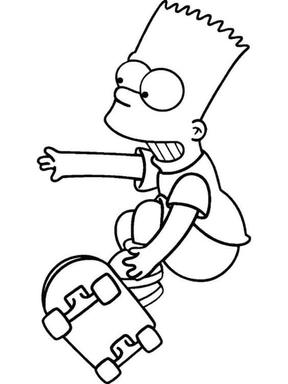 Bart Simpson sullo skateboard da colorare