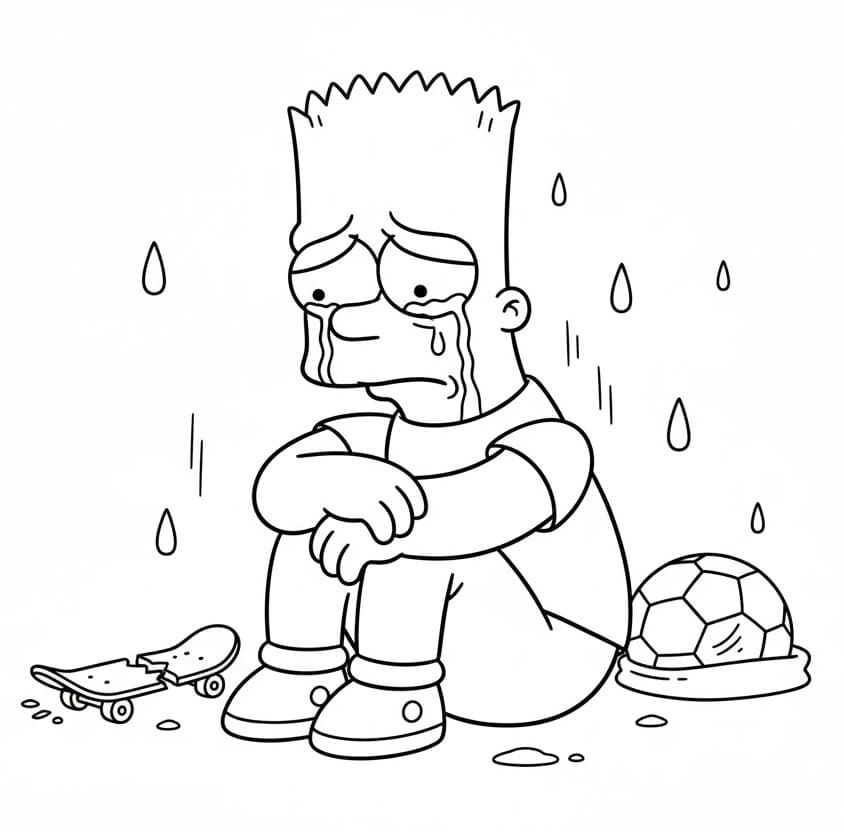 Bart Simpson triste da colorare