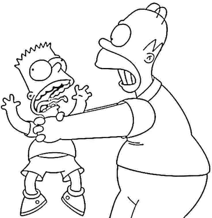 Bart e Homer Simpson divertenti da colorare