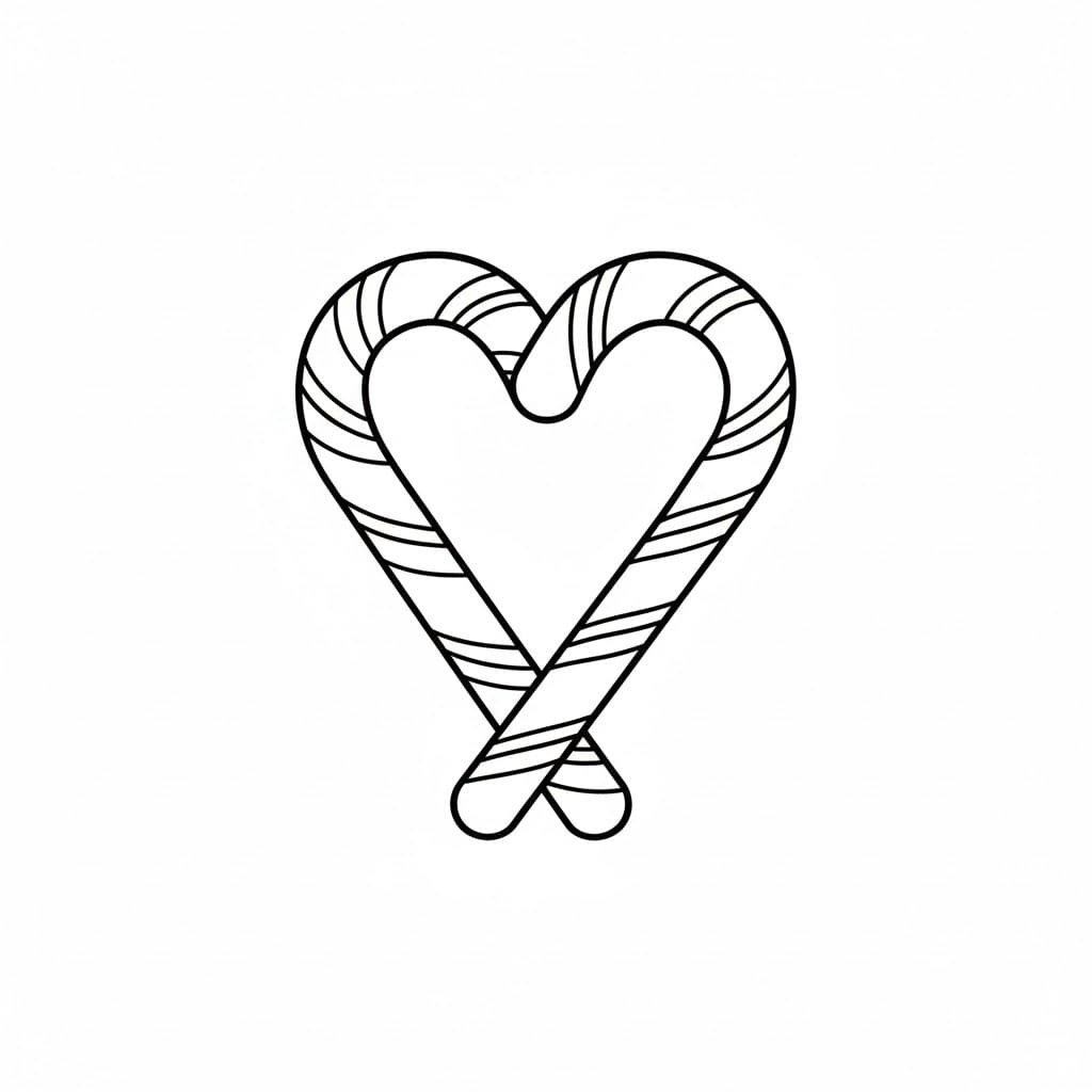 Bastoncino di zucchero a forma di cuore da colorare