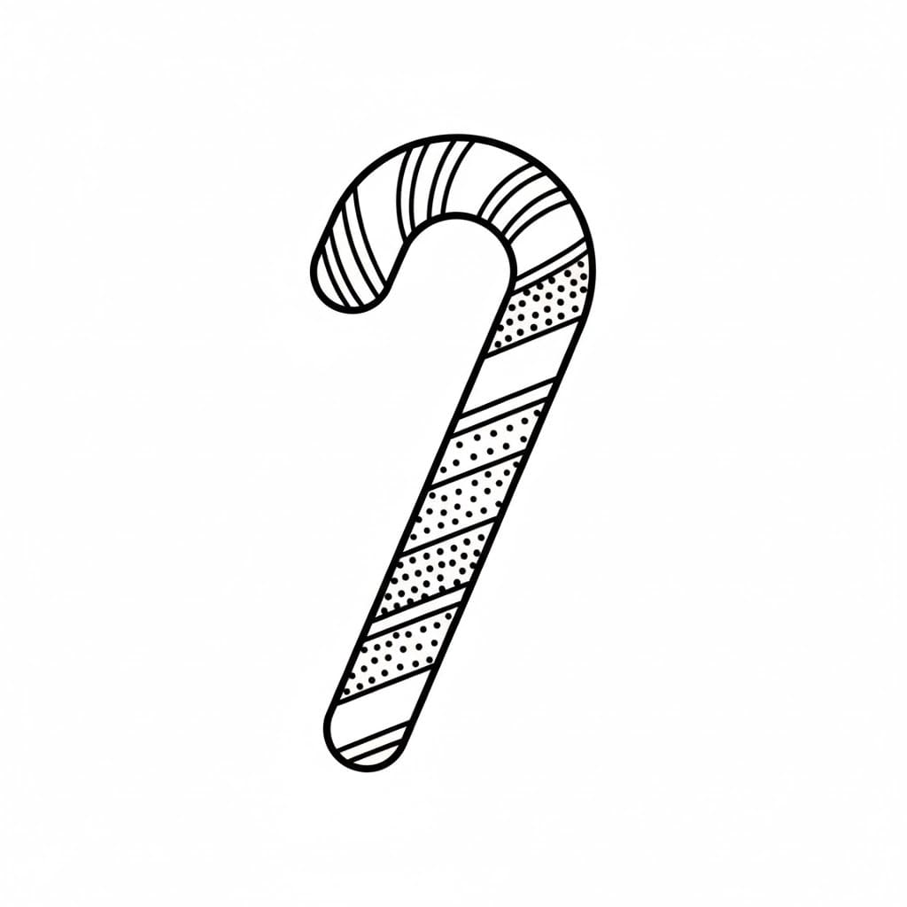 Bastoncino di zucchero a righe e pois da colorare