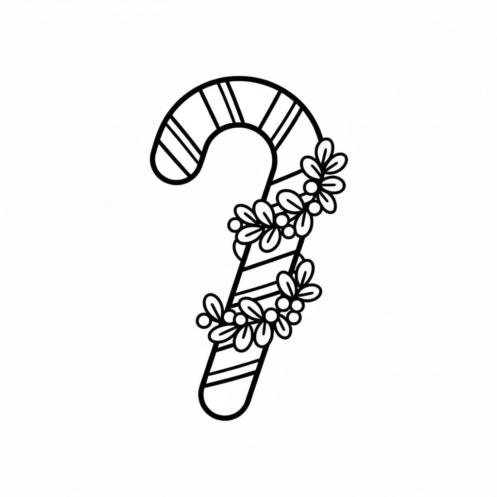 Bastoncino di zucchero con ghirlanda da colorare