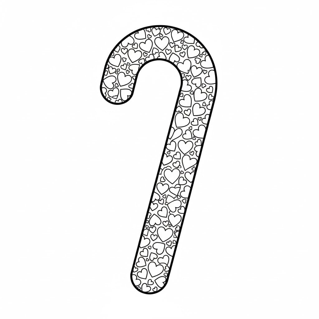 Bastoncino di zucchero con motivo a cuore da colorare