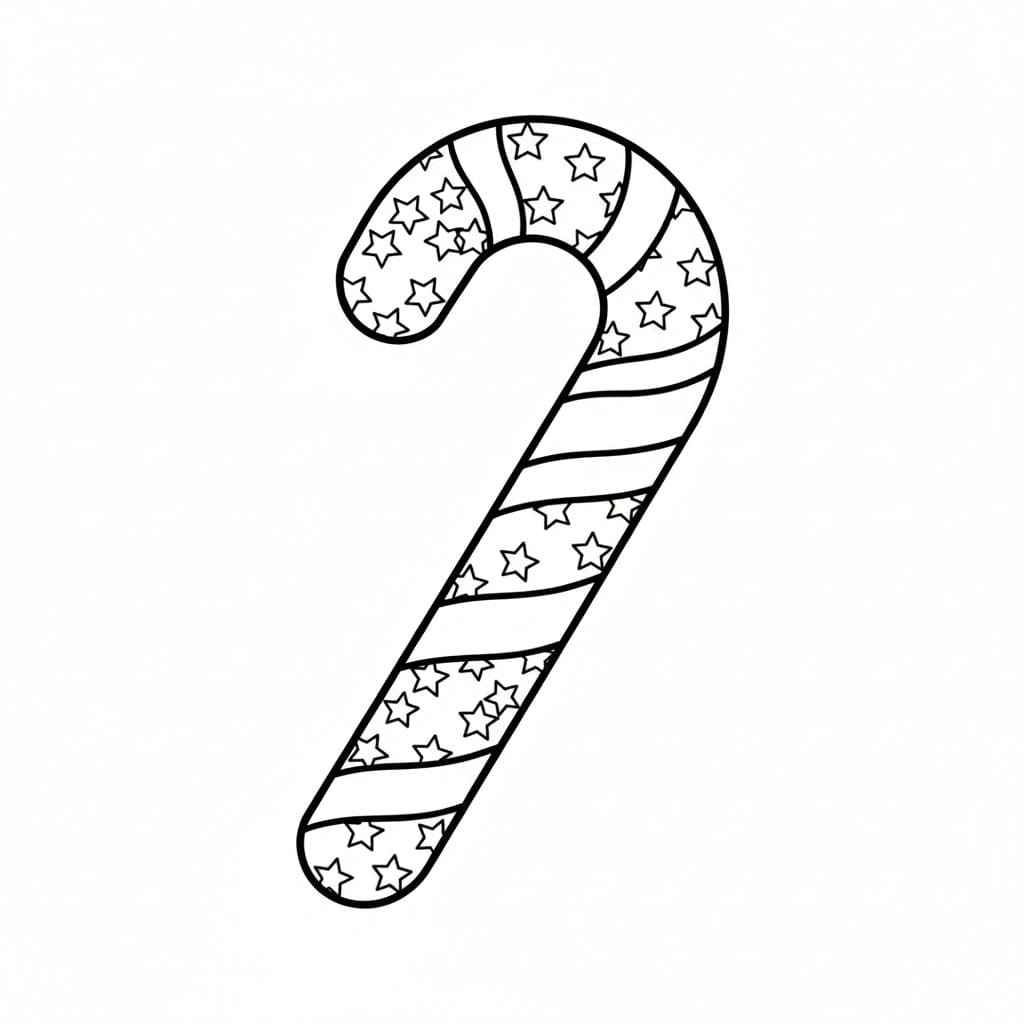 Bastoncino di zucchero con motivo a stella da colorare