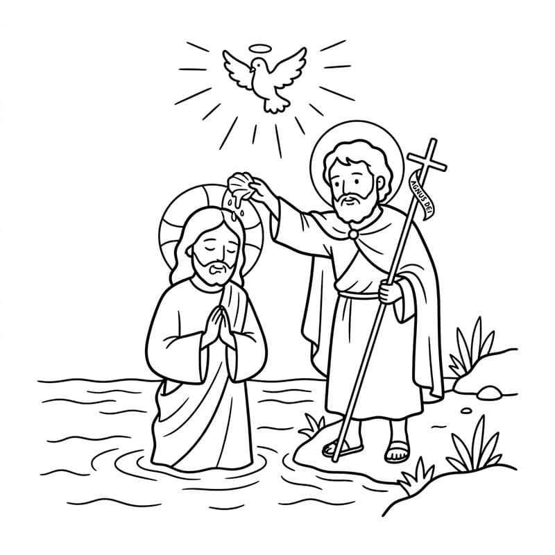 Battesimo Celeste della Benedizione da colorare