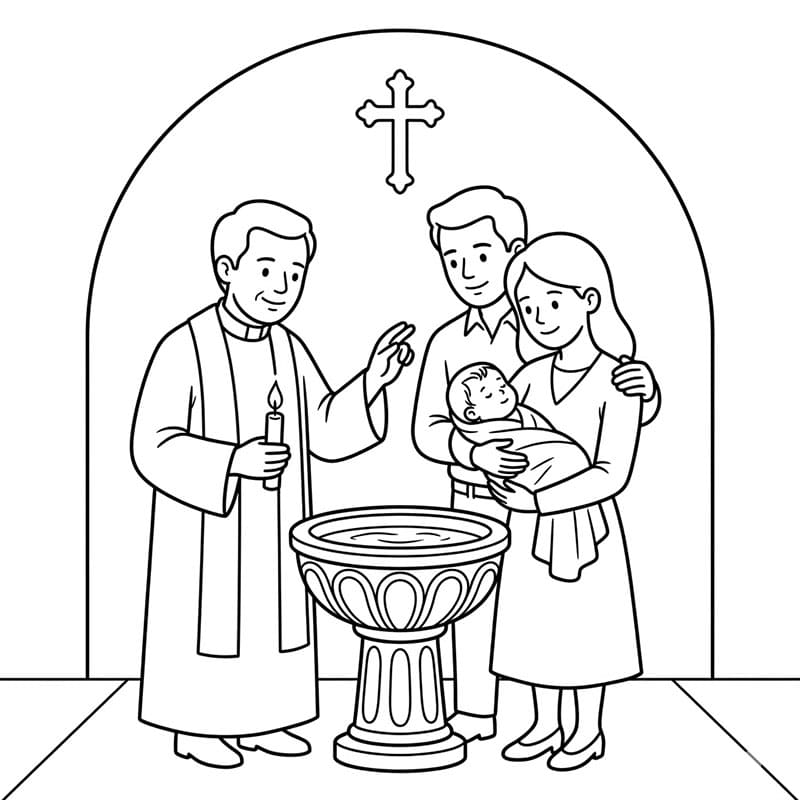 Battesimo Classico del Bambino Battesimo da colorare