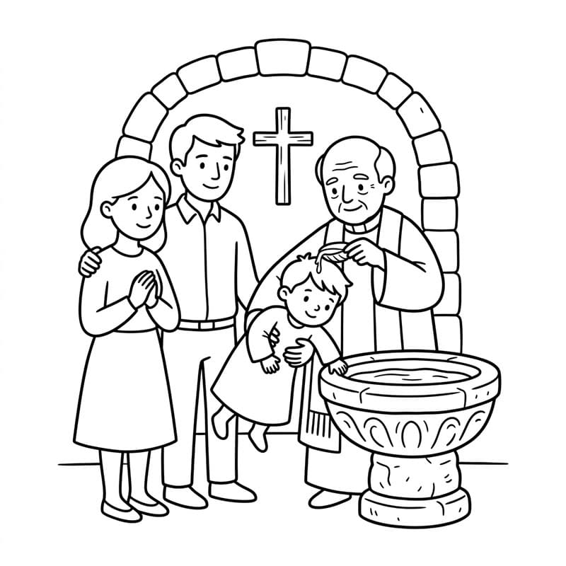 Battesimo Familiare Tradizionale da colorare