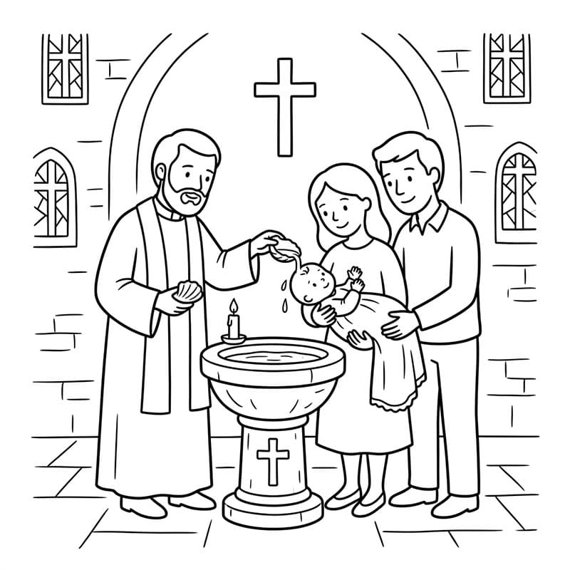 Battesimo Familiare di Fede da colorare