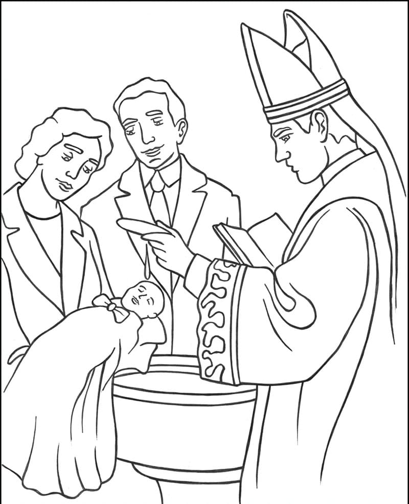 Battesimo Formale con Sacerdote da colorare