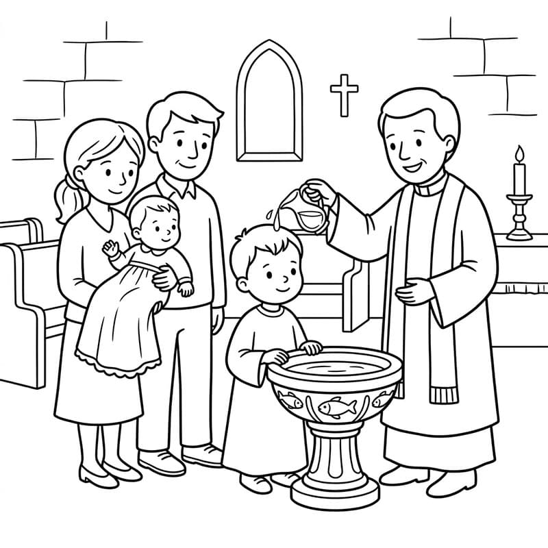 Battesimo Rituale in Chiesa da colorare