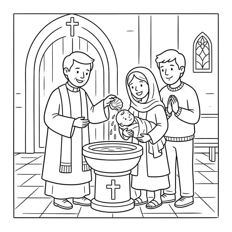 Battesimo Tradizionale in Tempio da colorare
