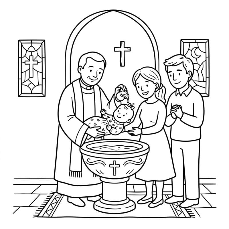 Battesimo del Bambino Benedetto da colorare