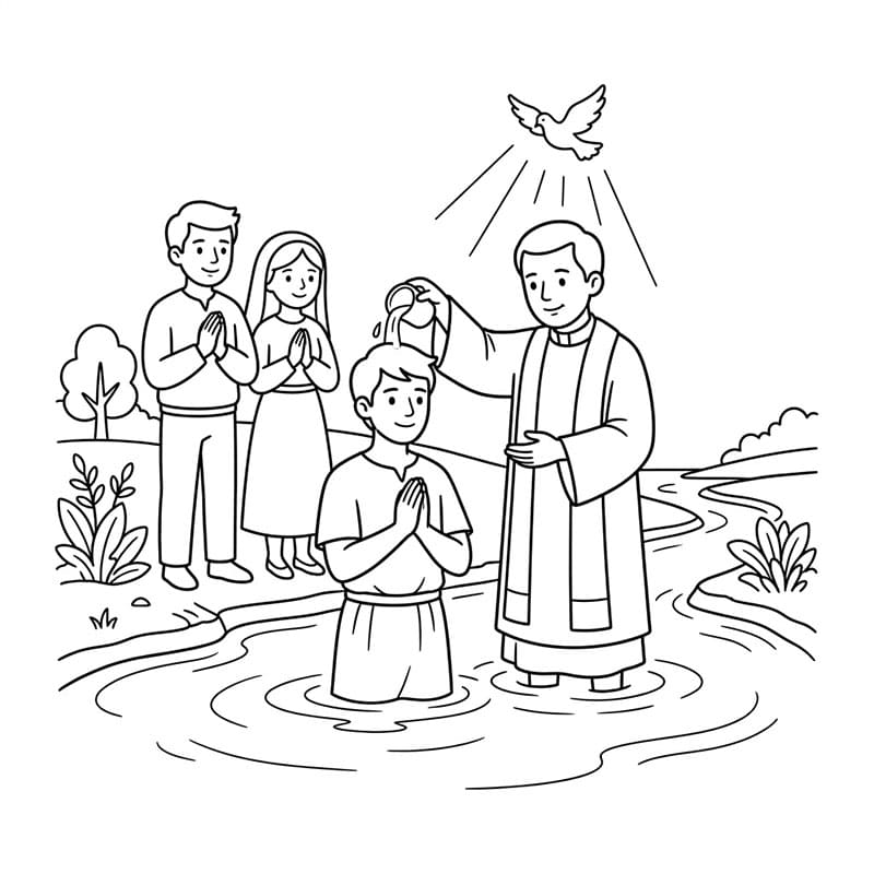 Battesimo di Gruppo dei Credenti da colorare