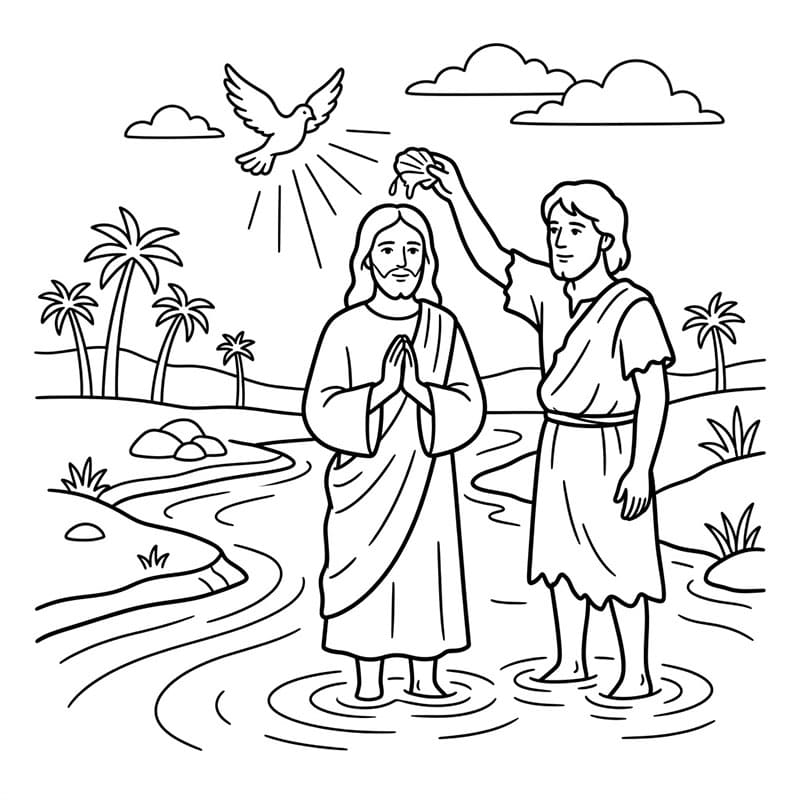 Battesimo nel Fiume della Serenità da colorare