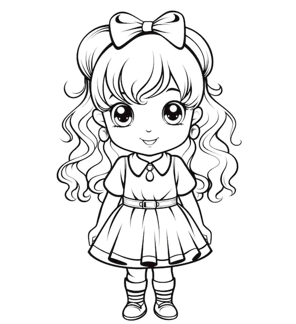 Bellissima bambina da colorare