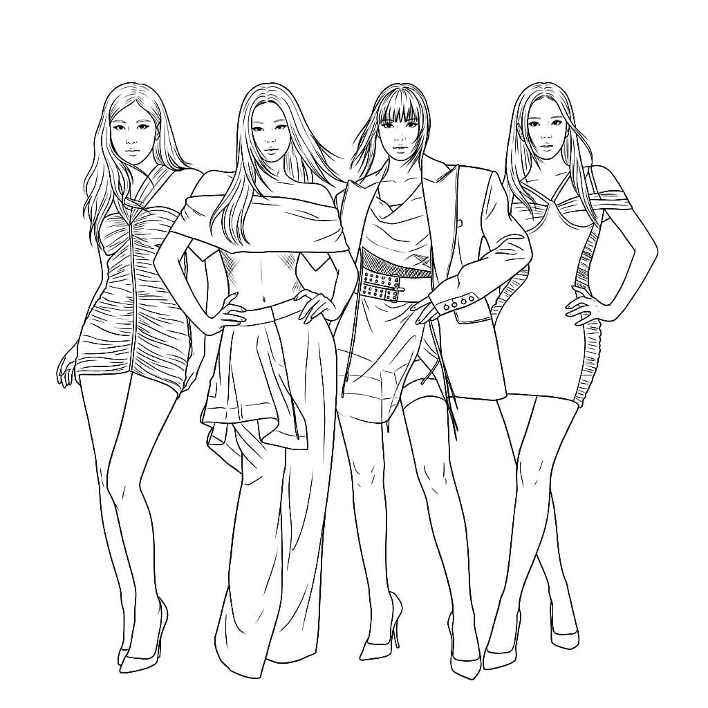 Blackpink Ragazze Felici da colorare